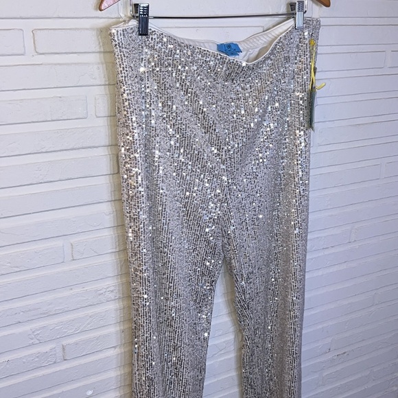Cece Champagne Silver Wide Leg Glam Sequined Pants, Women’s Size Extra Large - Picture 3 of 7